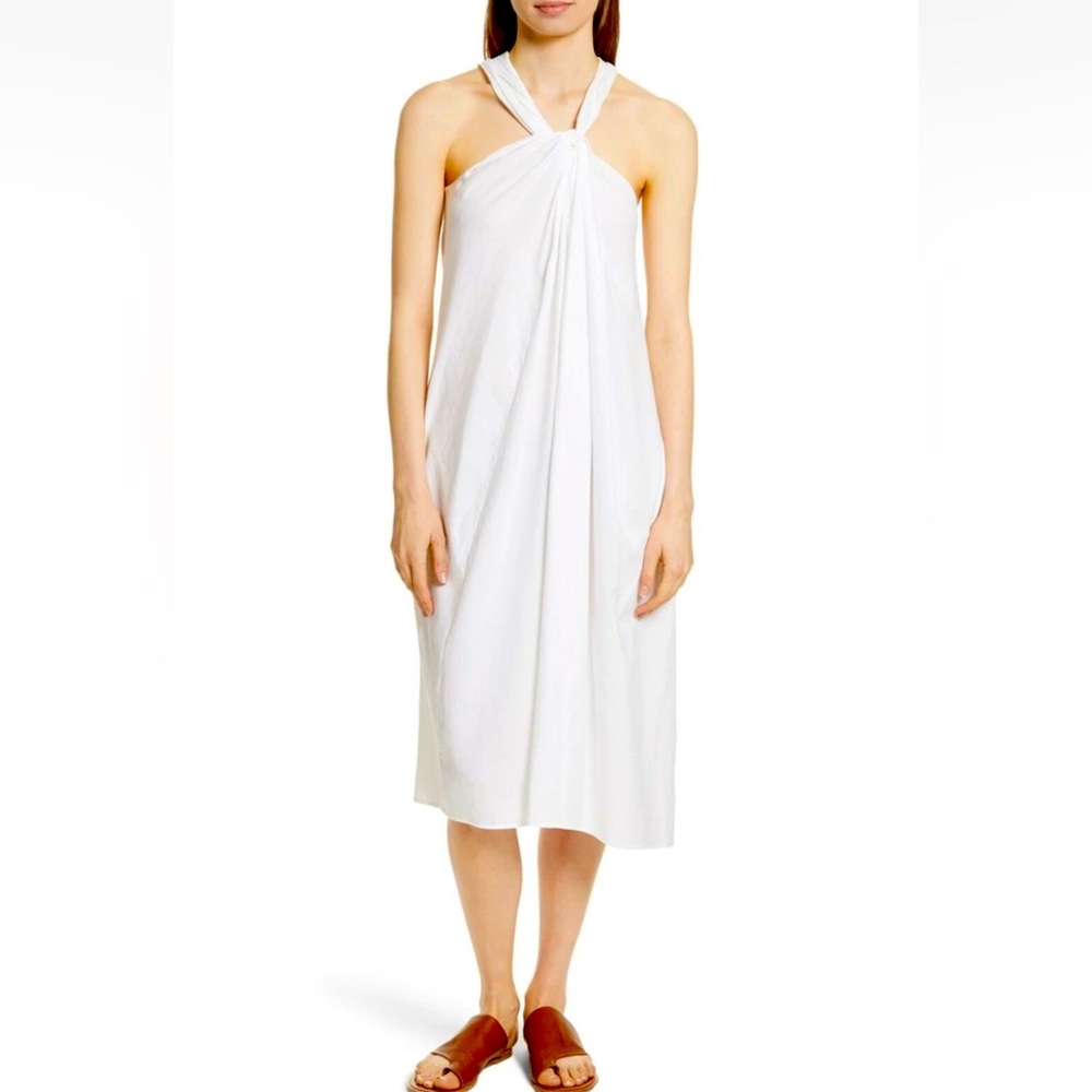 Vince White Italian Cotton Twist Halter Dress XS – Effortless Summer Chic